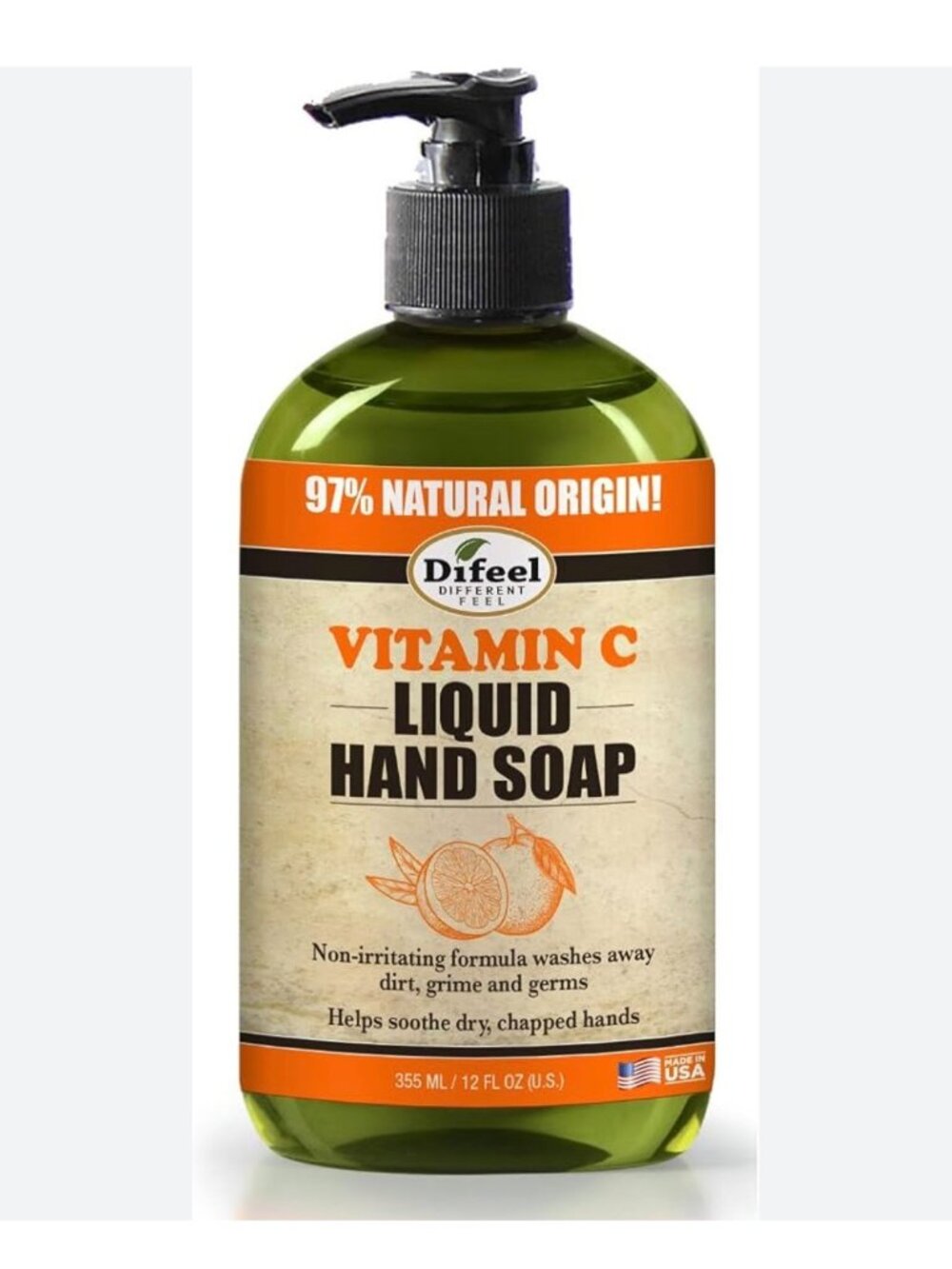 Difeel Vitamin C Liquid Hand Soap 12 oz. Natural Original